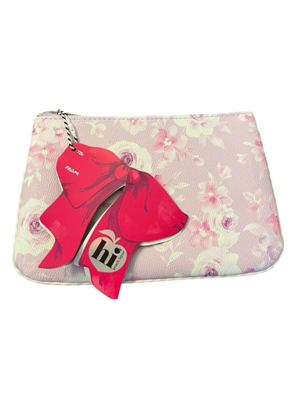 Large Pink Roses Cosmetic Travel Makeup Case Pouch Zip Gift Tag NWT